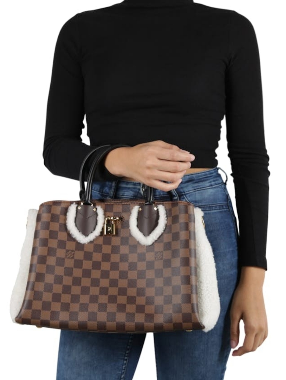 NEW!!! RARE!!! LOUIS VUITTON Damier Ebene Shearling Normandy LV Authenticated